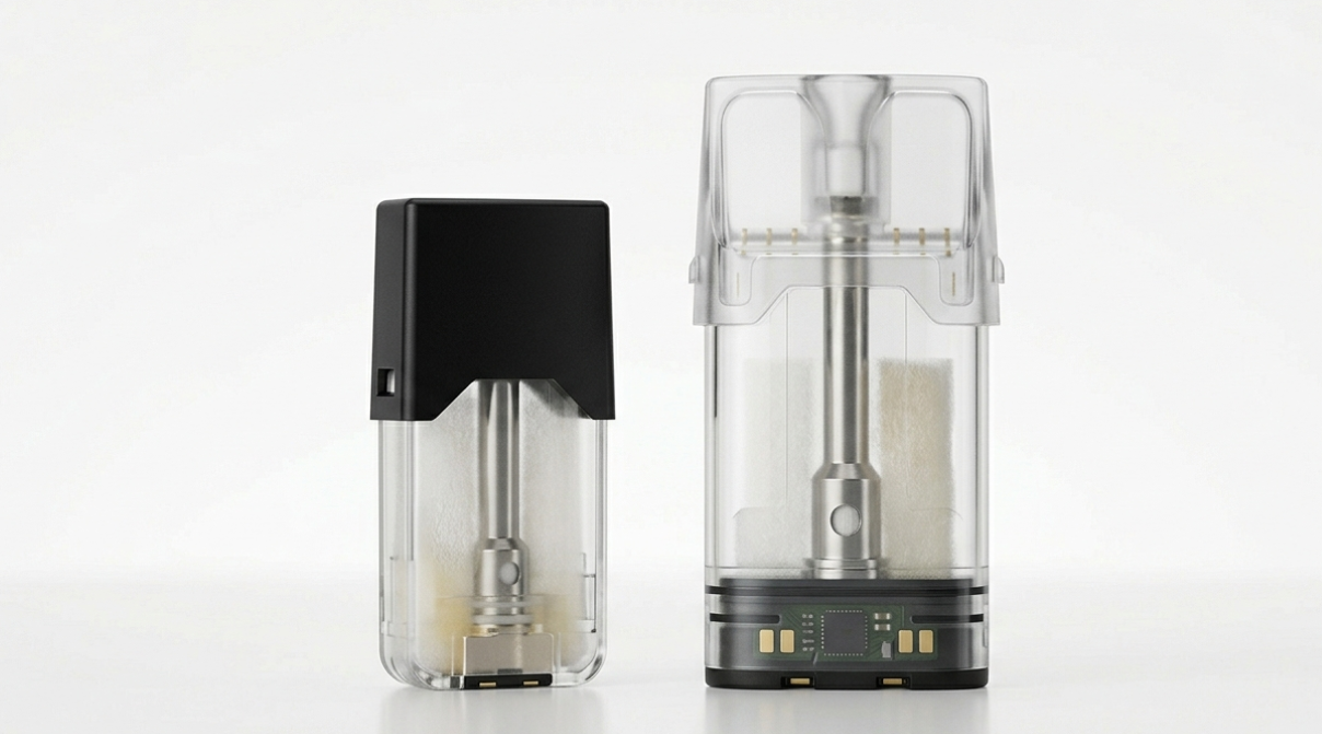 JUUL2 pods vs JUUL pods internal structure Korea comparison