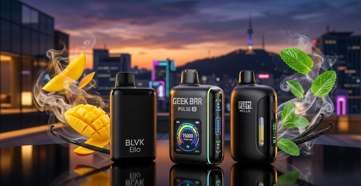 best disposable vape flavors south korea 2026 top picks: fruit, menthol, dessert, Geek Bar, BLVK, Flum