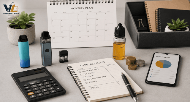 Calculator and vape products used to estimate monthly vaping costs