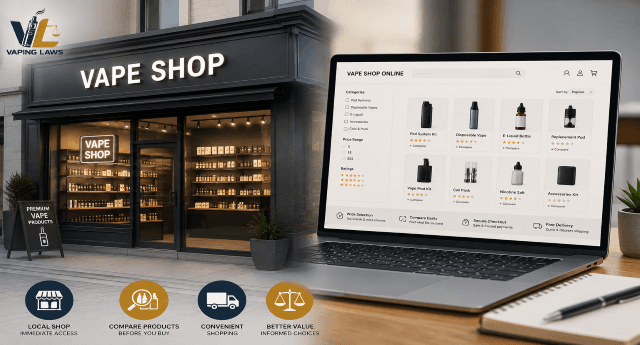 Comparison of local vape shop and online vape shopping options