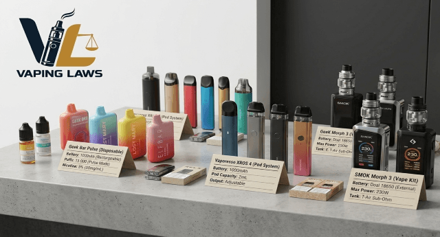 Popular disposable vapes, pod systems and vape kits from leading brands