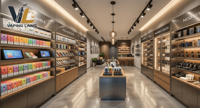 Modern vape store with premium vape products on display