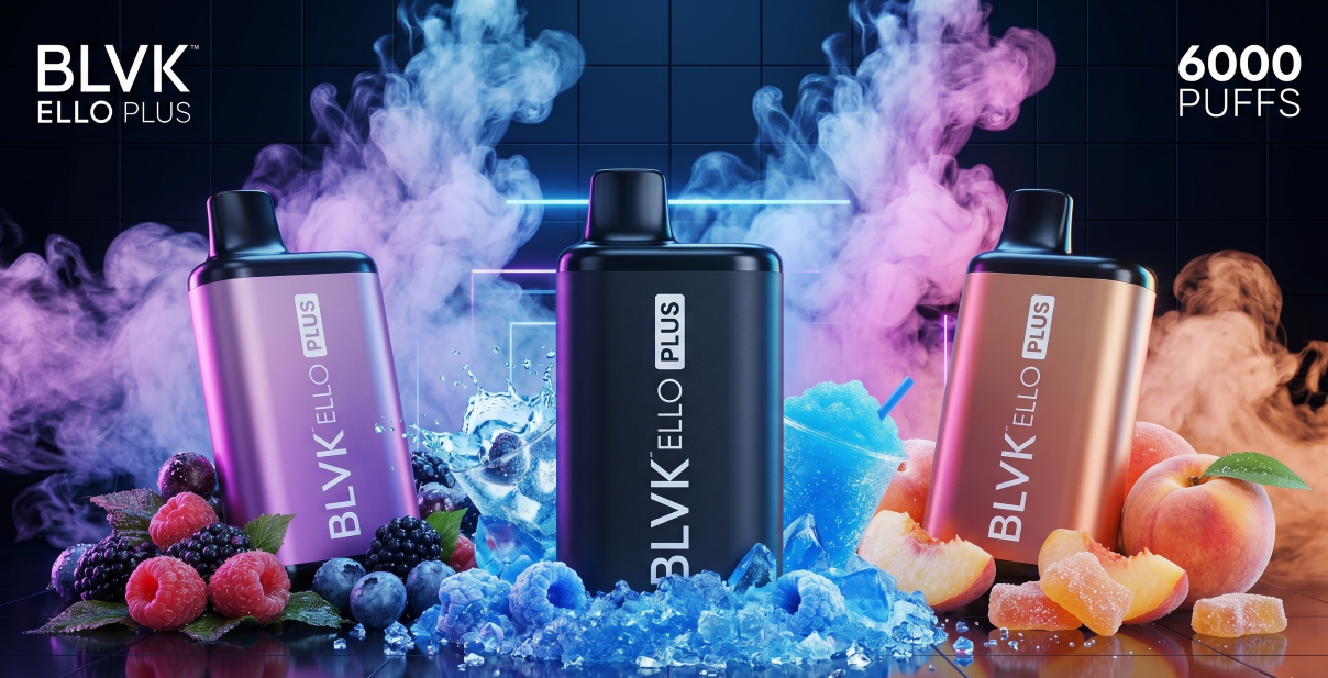 The BLVK Ello Plus flavor collection — rich tobacco and fruit-iced profiles in a single 6,000-puff chassis.