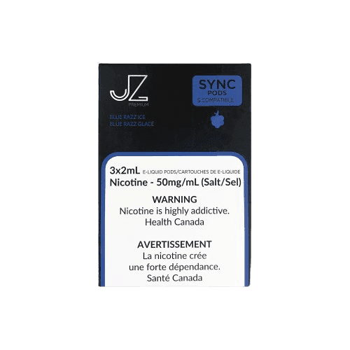 Bright candy-like blue razz inhale with crisp ice exhale — 쿨 블루 그라데이션과 베리 포인트가 담긴 Blue Razz Ice 팟 클로즈업.