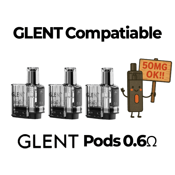 High-output salt nicotine pods for daily carry — 안정적인 밀폐 구조와 강한 타격감을 갖춘 GLENT 0.6ohm 팟 세트.