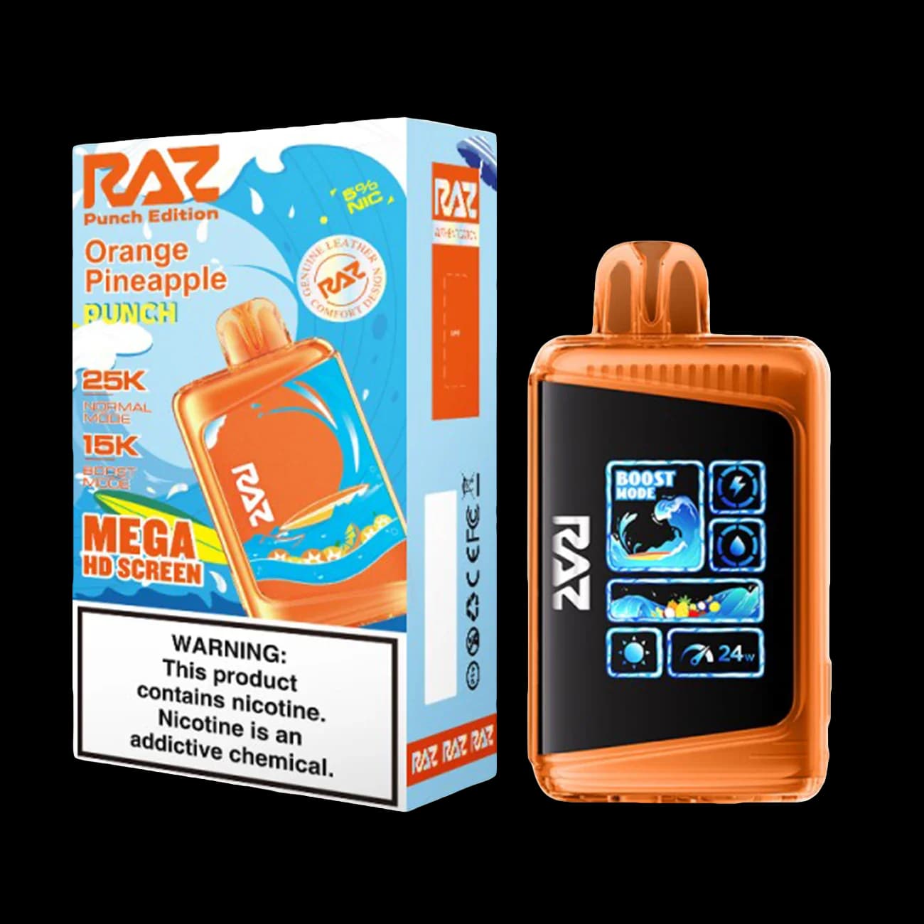 raz dc25000 orange pineapple punch disposable vape 50mg nicotine