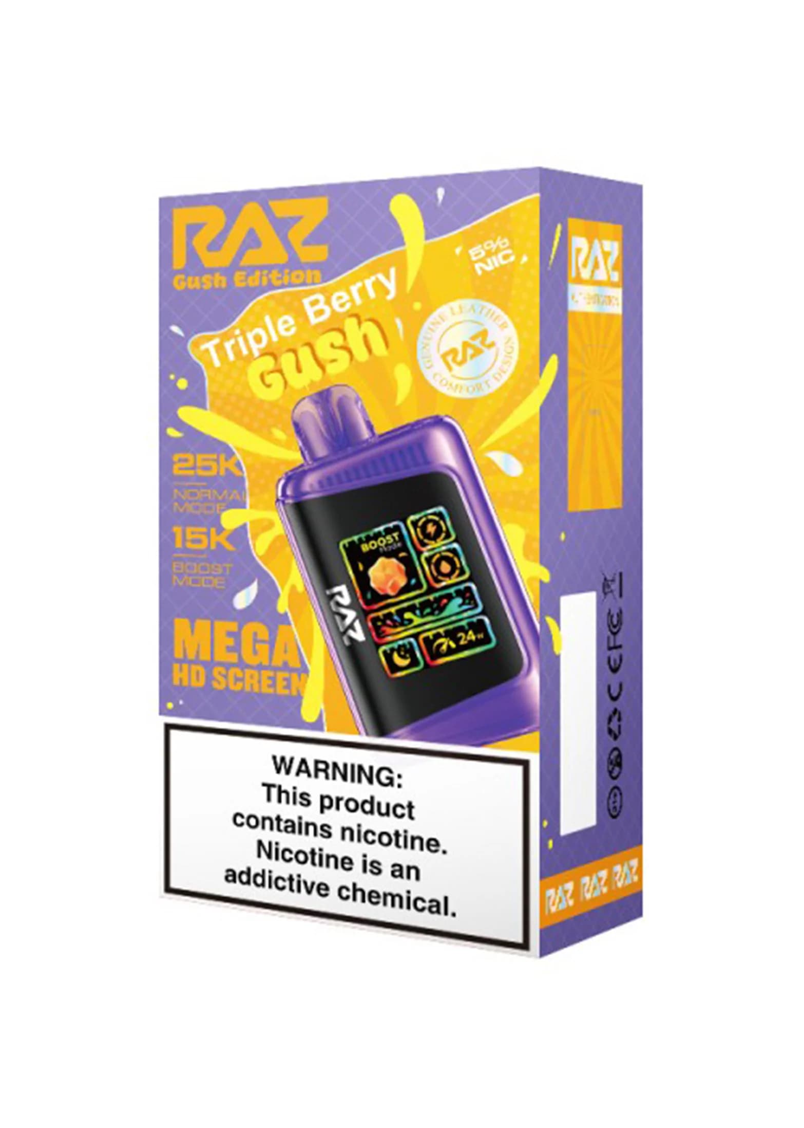 raz triple berry gush 25k disposable vape mixed berry flavor