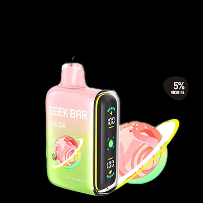 Sharp strawberry candy sour with a clean exit — 딸기 캔디 사워의 산미가 또렷하고 마무리가 빠른 Geek Bar Pulse Sour Strawberry 5% 디스포저블 베이프.