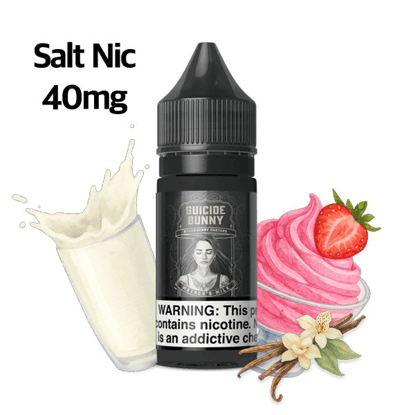 Soft cream dessert profile with gentle strawberry note — 크리미한 디저트 중심에 은은한 딸기 포인트가 살아 있는 Suicide Bunny Mothers Milk 솔트닉 5% 액상.