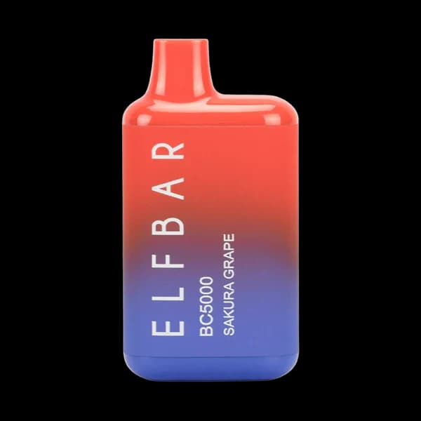 Sweet sakura-grape fusion with fragrant finish — 은은한 꽃향과 포도 단맛이 강조된 Elf Bar BC5000 Sakura Grape 패키지.