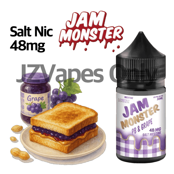 PB & Grape By Jam Monster 48mg Salt Nicotine E-Liquid USA Version