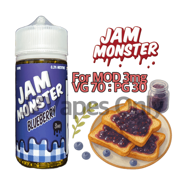 Blueberry By Jam Monster 3mg 100ml DTL Dessert Vape Juice