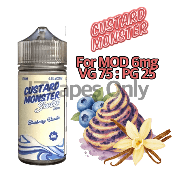 Blueberry Vanilla By Custard Monster 6mg 100ml DTL Dessert Vape Juice