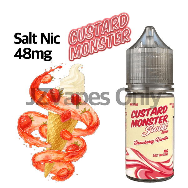 Strawberry Vanilla by Custard Monster 48mg – 달콤한 딸기와 부드러운 바닐라 커스터드의 조화, High Nicotine Salt Nicotine E-Liquid