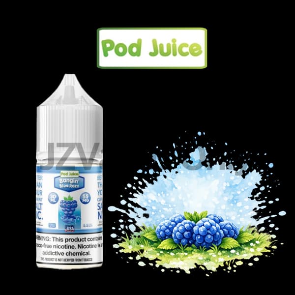 Pod Juice Bangin’s Blue Razz 55mg salt nicotine e-liquid Korea 팟쥬스 뱅긴스 블루 라즈 솔트 니코틴 액상