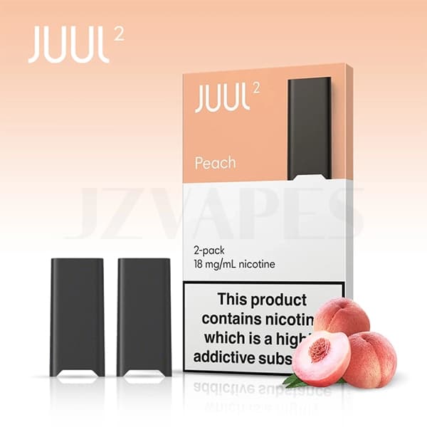 JUUL2 Peach Pods Pack of 2 18mg compatible pod system with smooth peach flavor