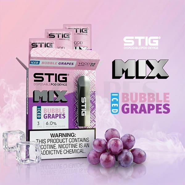 VGOD STIG Ice Bubble Grapes 6% 60mg disposable 3 pack