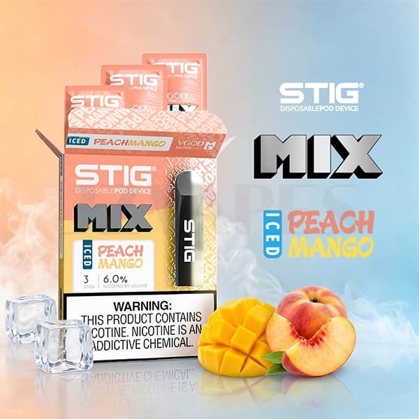 VGOD STIG Ice Peach Mango 6% 60mg disposable 3 pack