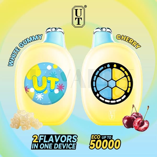 Flum UT Bar 50K Disposable Vape - White Gummy Cherry dual-flavor 50000 puffs