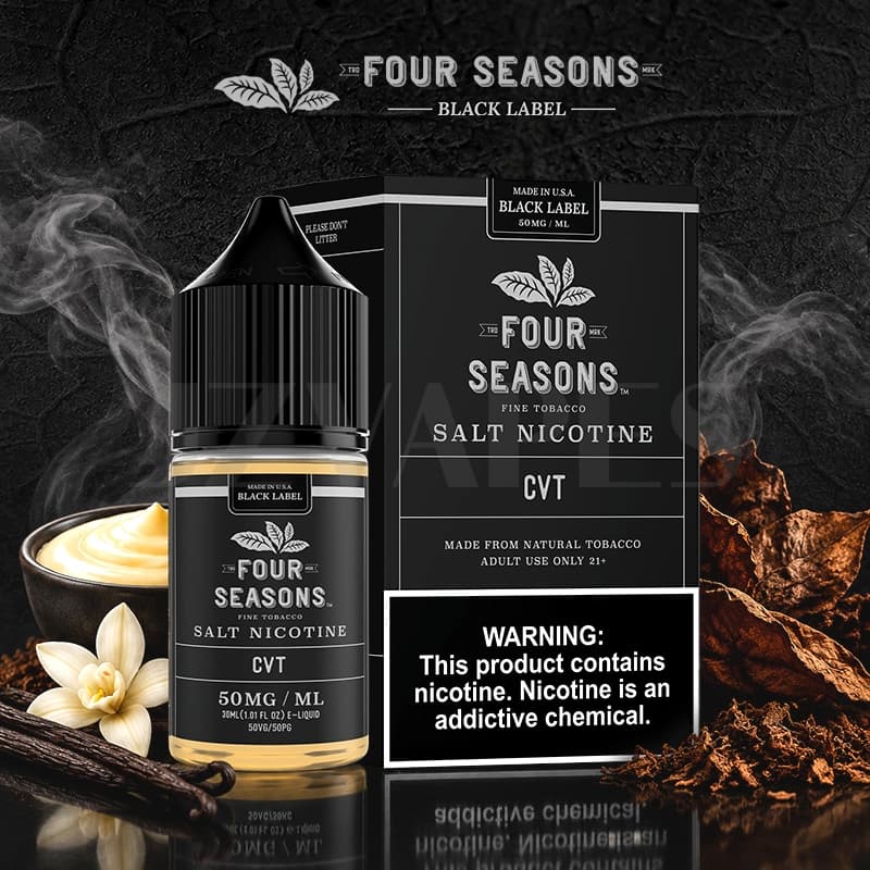 Four Seasons Black Label Custard Vanilla Tobacco CVT 50mg 30ml E-Liquid