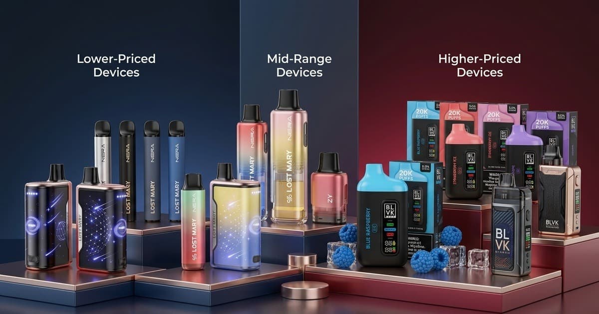 Vape pod options by budget including lower, mid-range, and higher-priced devices