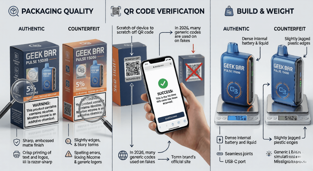 how to spot fake disposable vapes South Korea packaging QR code weight test 2026