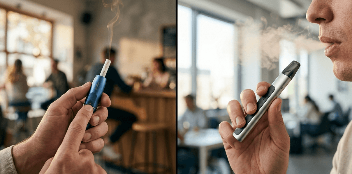 heated tobacco vs vaping key differences south korea 2026 tobacco stick e-liquid flavor smell nicotine