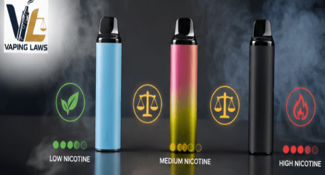 Different disposable vape devices showing various nicotine strengths available online