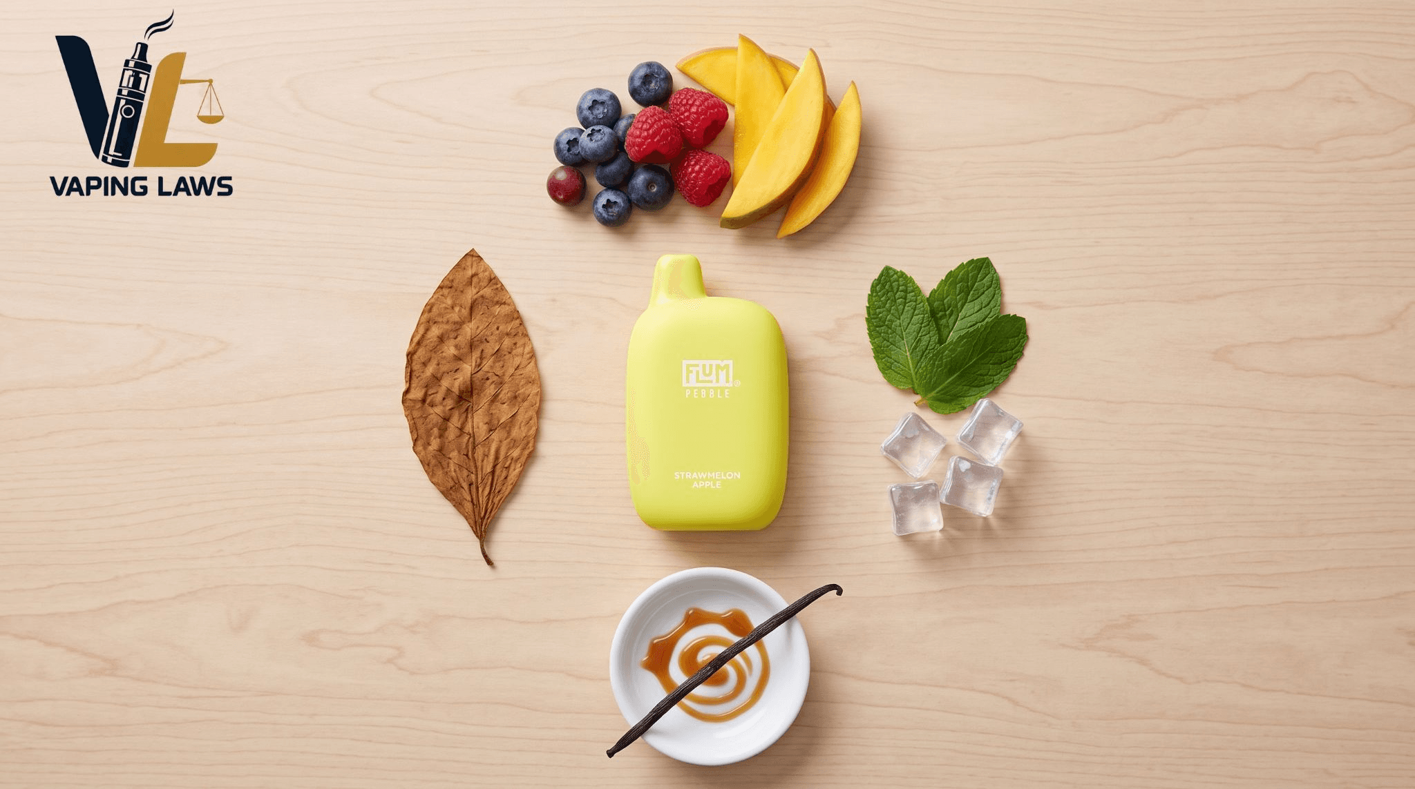Different vape flavor categories including fruit mint and dessert