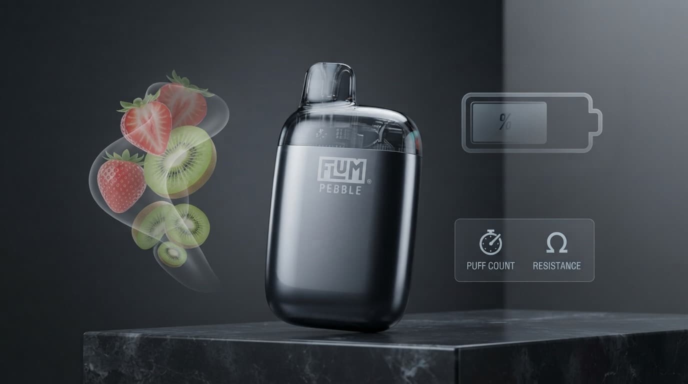 Flum vape disposable device with flavor and product information