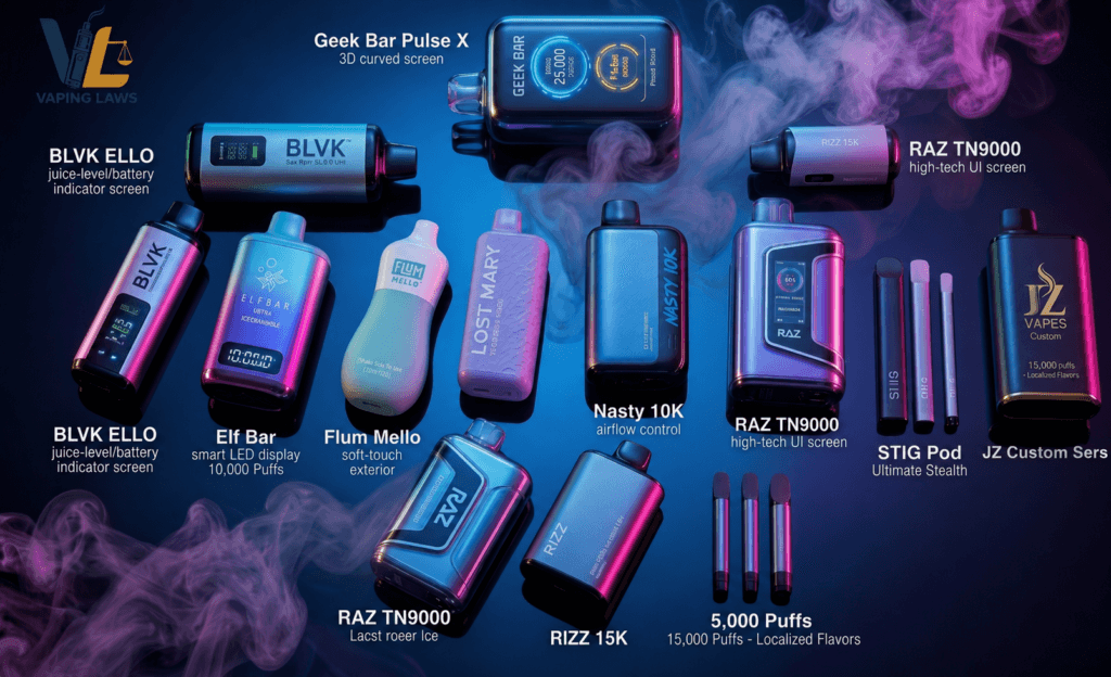 Best disposable vapes in South Korea for 2026 displayed in a futuristic Seoul-inspired setup