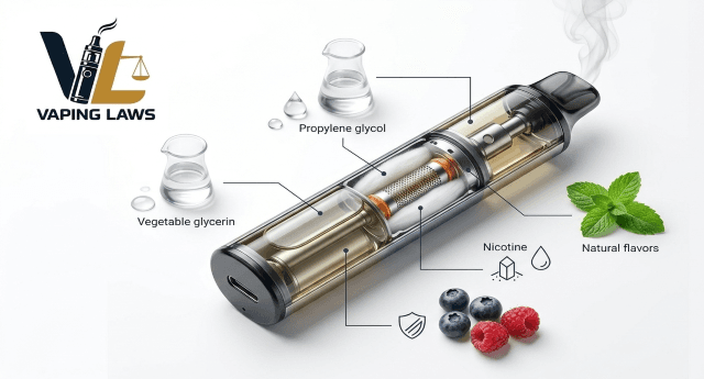 Adult examining vape ingredient information on disposable vape packaging