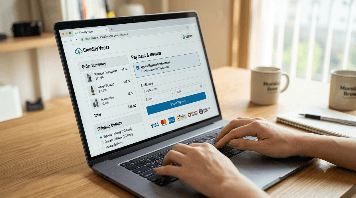 Secure HTTPS checkout page on an online vape shop website in Korea