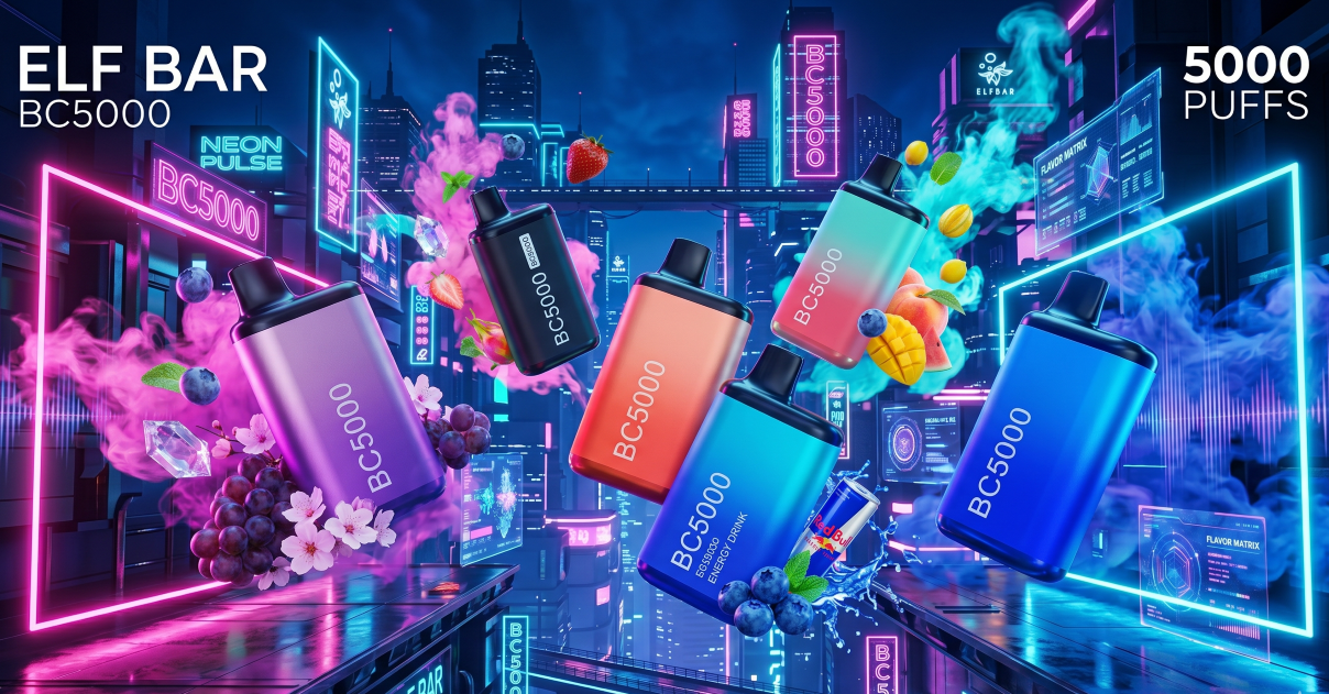 Neon-pulse showcase of the BC5000 lineup — flagon-shaped, contrast-color chassis built for the global market.