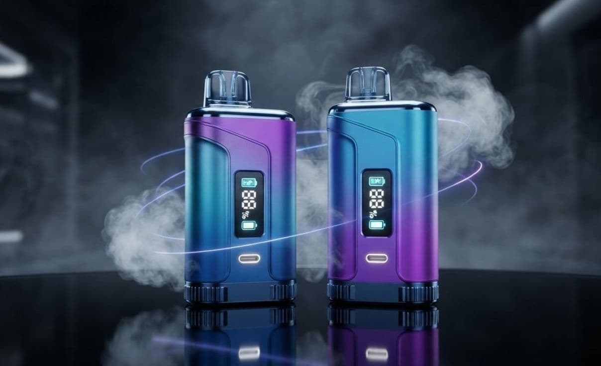A side-by-side comparison of the compact RAZ TN9000 and the high-capacity RAZ DC25000 smart disposable vape devices.