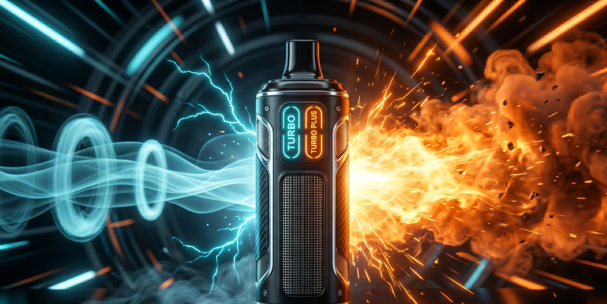Turbo / Turbo Plus dual-mode toggle — tailor every draw between standard punch and maximum cloud saturation.