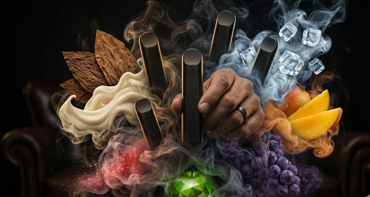 Signature VGOD flavor craftsmanship — tobacco, fruit and menthol blends locked into a featherlight closed pod.