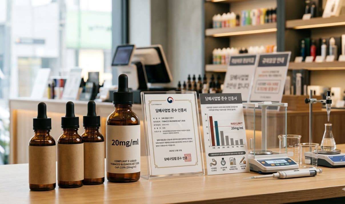 South Korea Vaping Nicotine Limit 20mg/ml 2026 south korea vaping nicotine limit 20mg ml 2026 domestic retail cap 1% convenience store full strength import