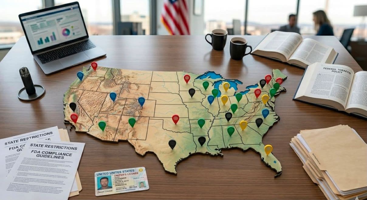 US Vaping Laws State by State 2026 US vaping laws state by state 2026 — flavor ban map California Massachusetts New Jersey Texas Wisconsin