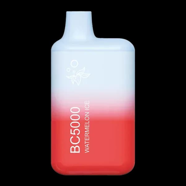 Light sweet watermelon flavor with refreshing ice finish — 수박 과즙감 디자인과 차가운 컬러 포인트가 담긴 BC5000 Watermelon Ice vape.