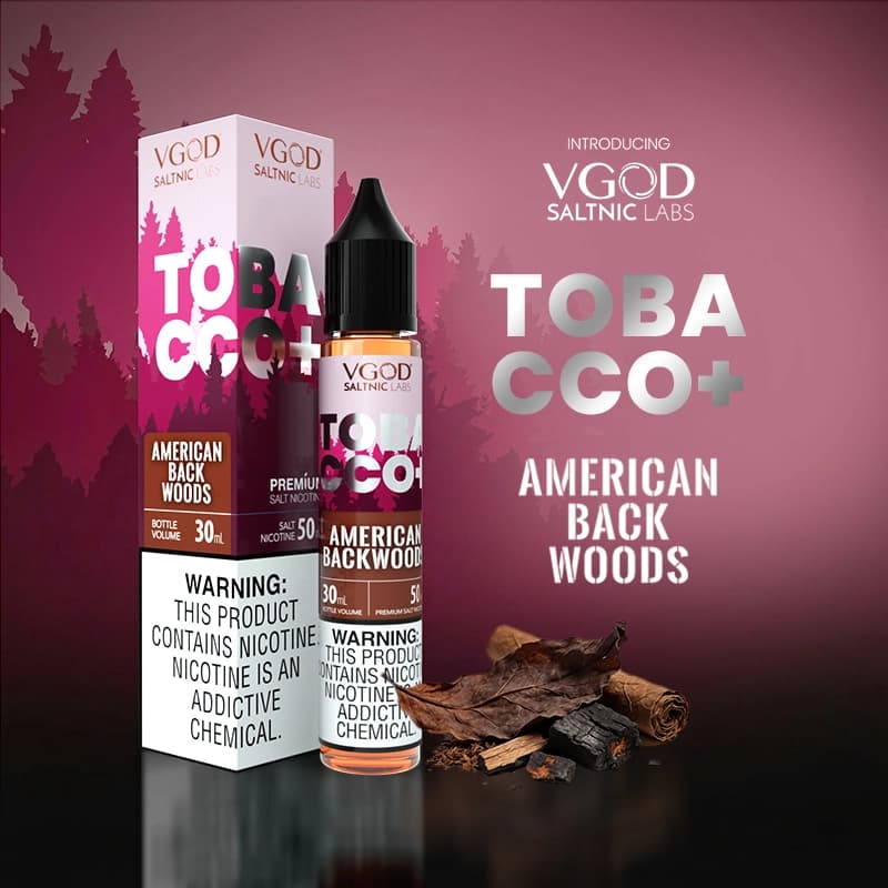 VGOD Tobacco Plus American Back Woods 50mg salt nicotine e-liquid